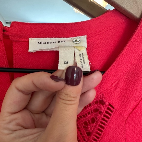 Anthropologie Meadow Rue Anele Blouse Size XS Flutter Short Sleeve Top Lace - Picture 6 of 6